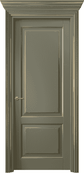Дверь межкомнатная 6211 БОТП. Цвет Бук оливковый тёмный с позолотой. Материал  Массив бука эмаль с патиной. Коллекция Royal. Картинка.
