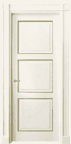 Дверь межкомнатная 6309 БМБП. Цвет Бук молочно-белый позолота. Материал  Массив бука эмаль с патиной. Коллекция Toscana Plano. Картинка.