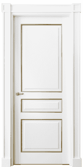 Дверь межкомнатная 6305 ББЛП. Цвет Бук белоснежный с позолотой. Материал  Массив бука эмаль с патиной. Коллекция Toscana Plano. Картинка.