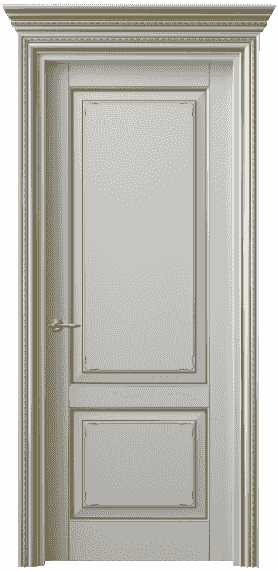 Дверь межкомнатная 6211 БСРП. Цвет Бук серый с позолотой. Материал  Массив бука эмаль с патиной. Коллекция Royal. Картинка.