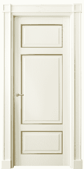 Дверь межкомнатная 6307 БМБП. Цвет Бук молочно-белый позолота. Материал  Массив бука эмаль с патиной. Коллекция Toscana Plano. Картинка.