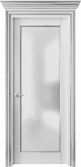 Дверь межкомнатная 6202 ББЛС САТ. Цвет Бук белоснежный с серебром. Материал  Массив бука эмаль с патиной. Коллекция Royal. Картинка.