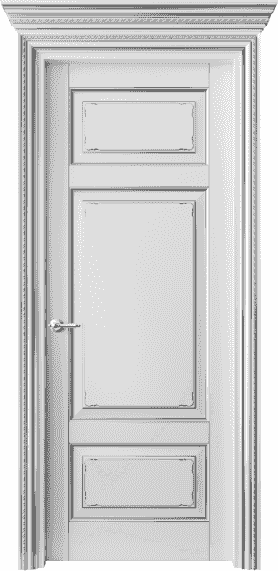 Дверь межкомнатная 6221 ББЛС. Цвет Бук белоснежный с серебром. Материал  Массив бука эмаль с патиной. Коллекция Royal. Картинка.