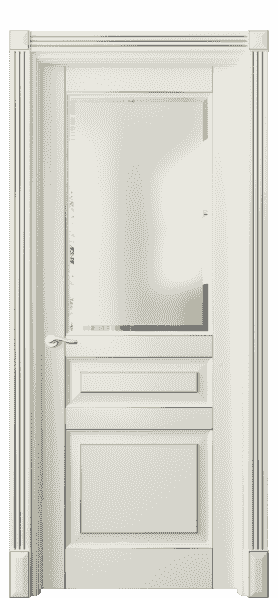 Дверь межкомнатная 0710 БМБС САТ-Ф. Цвет Бук молочно-белый с серебром. Материал  Массив бука эмаль с патиной. Коллекция Lignum. Картинка.