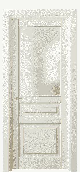 Дверь межкомнатная 0710 БМБП САТ. Цвет Бук молочно-белый позолота. Материал  Массив бука эмаль с патиной. Коллекция Lignum. Картинка.