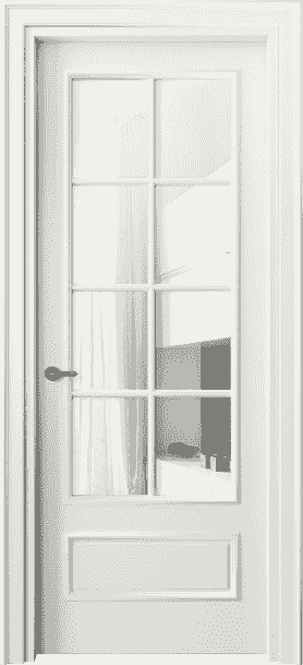 Дверь межкомнатная 8112 МЖМ Прозрачное стекло. Цвет Матовый жемчужный. Материал Гладкая эмаль. Коллекция Paris. Картинка.