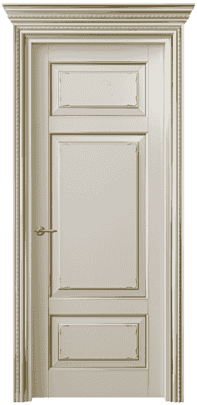 Дверь межкомнатная 6221 БОСП. Цвет Бук облачный серый с позолотой. Материал  Массив бука эмаль с патиной. Коллекция Royal. Картинка.