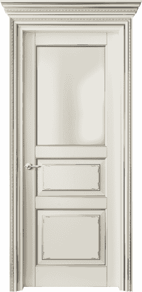 Дверь межкомнатная 6232 БМБС САТ. Цвет Бук молочно-белый с серебром. Материал  Массив бука эмаль с патиной. Коллекция Royal. Картинка.