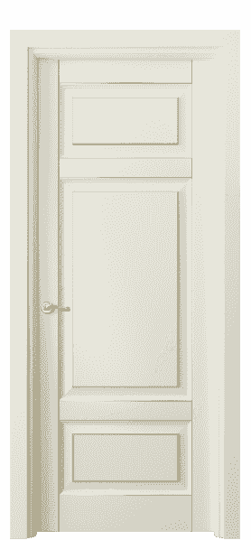 Дверь межкомнатная 0721 БМБП. Цвет Бук молочно-белый с позолотой. Материал  Массив бука эмаль с патиной. Коллекция Lignum. Картинка.
