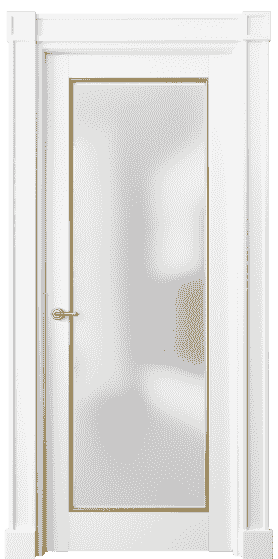 Дверь межкомнатная 6300 ББЛП САТ. Цвет Бук белоснежный с позолотой. Материал  Массив бука эмаль с патиной. Коллекция Toscana Plano. Картинка.