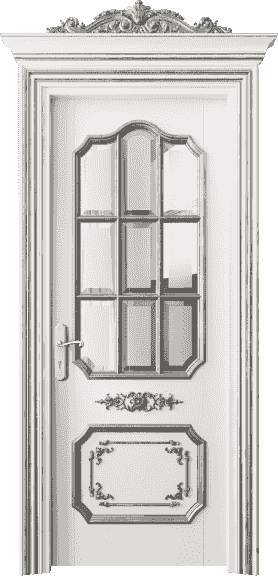 Дверь межкомнатная 6612 БЖМСА САТ Ф. Цвет Бук жемчужный серебряный антик. Материал Массив бука эмаль с патиной серебро античное. Коллекция Imperial. Картинка.