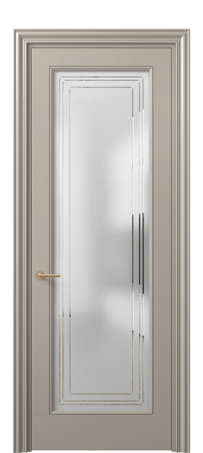 Межкомнатная дверь Mascot 8400 Матовый бисквитный Сатинированное стекло с гравировкой "Грани", триплекс Цена 62079 ₽ | Volhovec