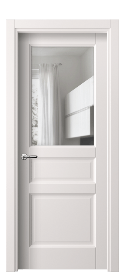 Межкомнатная дверь Galant 1432 ПЭТ кремово-серый Прозрачное стекло Цена 5472680 so'm | Volhovec