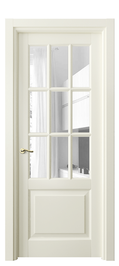 Межкомнатная дверь Lignum 0748 Бук молочно-белый Прозрачное стекло Цена 117599 ₽ | Volhovec