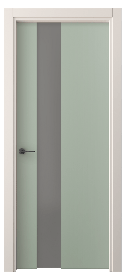 Межкомнатная дверь Freedom 4224 ПЭТ светло-оливковый Сатинированное серое стекло, триплекс Цена 30799 ₽ | Volhovec
