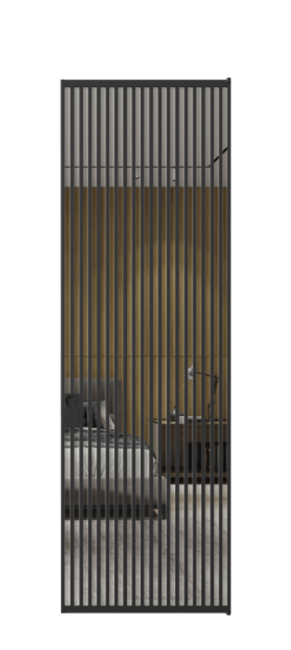 Алюминиевая дверь АЛПЛ040.06 Алюминий Черный Двустороннее зеркало, триплекс , триплекс 6 мм Цена 186370  | Volhovec