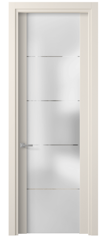 Межкомнатная дверь Planum 4114 ПЭТ кремово-белый Сатинированное стекло с гравировкой «КВАДРО», триплекс 8 мм Цена 28479 ₽ | Volhovec