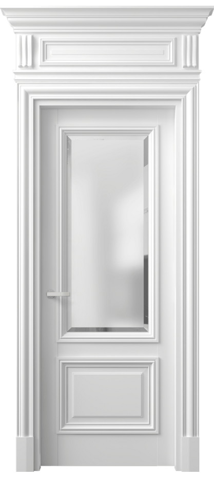 Межкомнатная дверь Антик 7302 Матовый белоснежный Сатинированное стекло с фацетом Цена 162309 ₽ | Volhovec