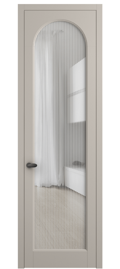 Межкомнатная дверь Палаццо 6804 Матовый светло-бежевый Рифлёное стекло "Мору", триплекс Цена 105029 ₽ | Volhovec