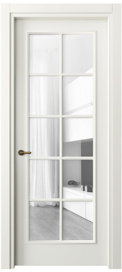 Межкомнатная дверь Paris 8102 Матовый жемчужный Прозрачное стекло Цена 61599 ₽| Volhovec