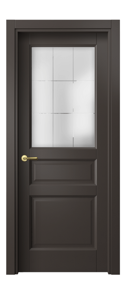 Межкомнатная дверь Галант 1432 Матовый антрацит Сатинированное стекло с гравировкой "Лофт" Цена 53399 ₽ | Volhovec