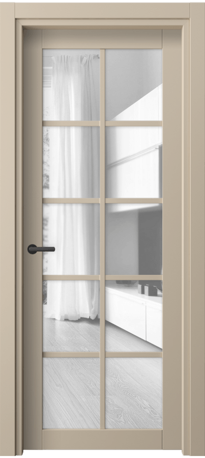 Межкомнатная дверь Нео 2106 ПЭТ светло-бежевый Прозрачное стекло, триплекс Цена 29724 ₽ | Volhovec