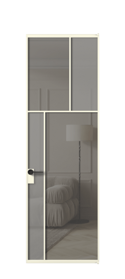 Межкомнатная дверь Mosaic АЛПЛ041.22 Алюминий молочно-белый Сатинированное серое стекло, триплекс, 6 мм + Прозрачное серое стекло, триплекс, 6 мм Цена 127772 ₽ | Volhovec