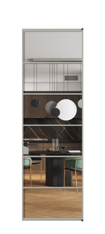 Алюминиевая дверь АЛПЛ040.04 Алюминий нейтральный серый Прозрачное стекло "Crystal Vision", калёное, 6 мм Цена 121772  | Volhovec