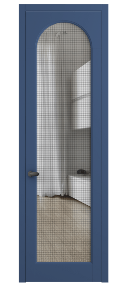 Межкомнатная дверь Palazzo 6804 Матовый белоснежный Декоративное стекло с сеткой "Mesh silver", триплекс Цена 134299 ₽ | Volhovec