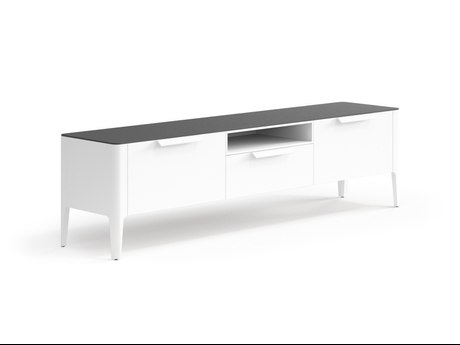 Мебель ТВ тумба Piega. Цвет Матовый светло-серый. Материал Гладкая эмаль. Коллекция ТВ тумба Piega. Картинка.