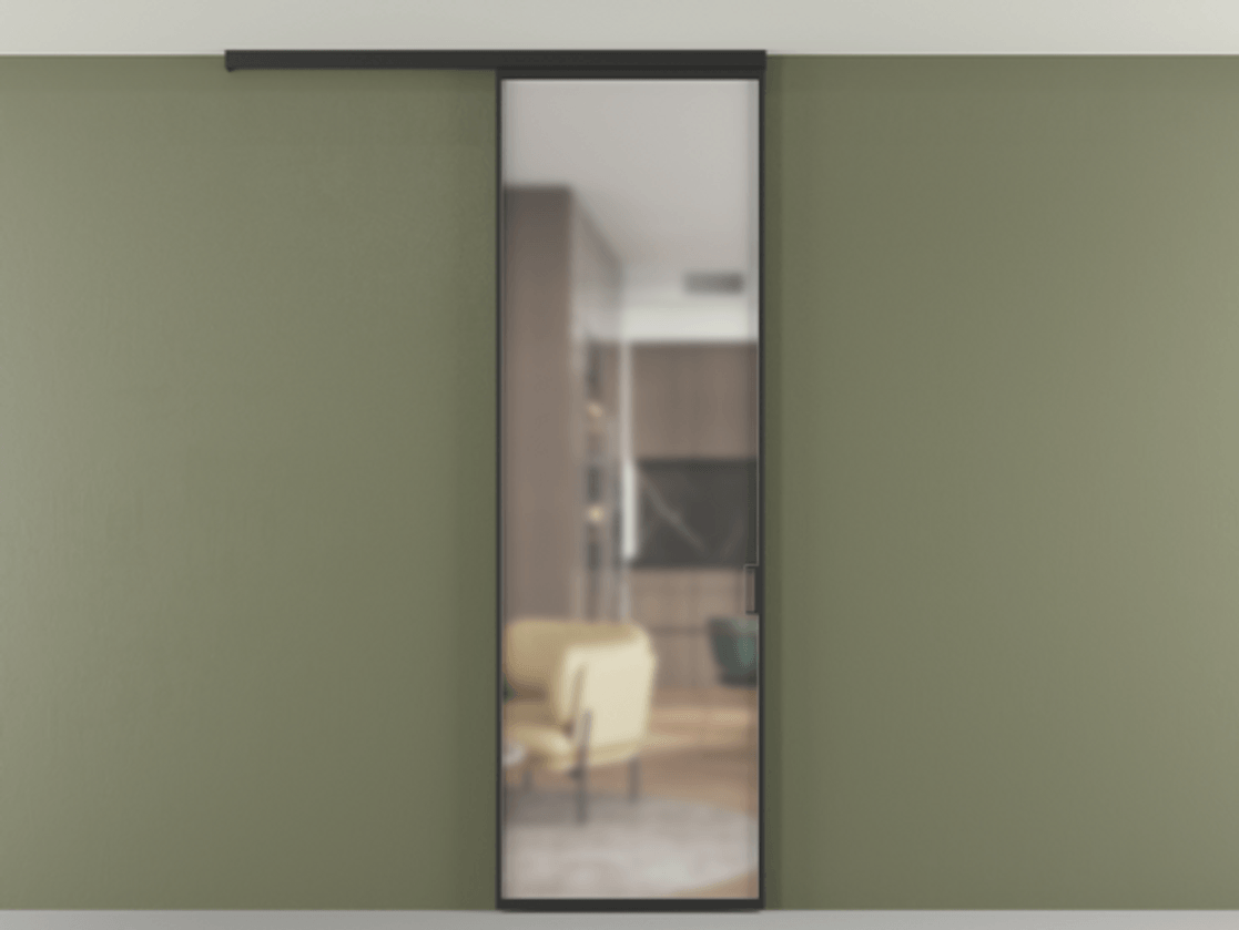 Перегородка Formato вдоль стены на потолок одностворчатая #VENDORCODE# #FURNISH# #GLASS# Цена #PRICE# #CURRENCY# | Volhovec