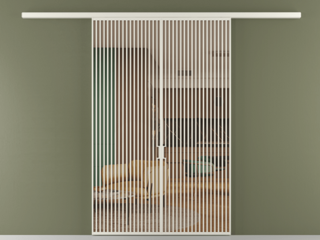 Перегородка Формато вдоль стены 2 створки АЛПР 040.06 Алюминий Белый Прозрачное оранжевое стекло, триплекс Цена 344380 ₽ | Volhovec