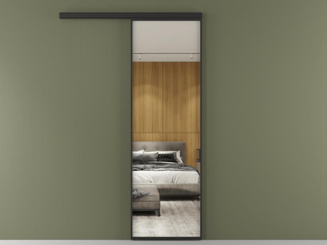 Перегородка Formato вдоль стены 1 створка АЛПР 040.01 Алюминий Черный Двустороннее зеркало, триплекс , триплекс 6 мм Цена 111000 ₽  | Volhovec