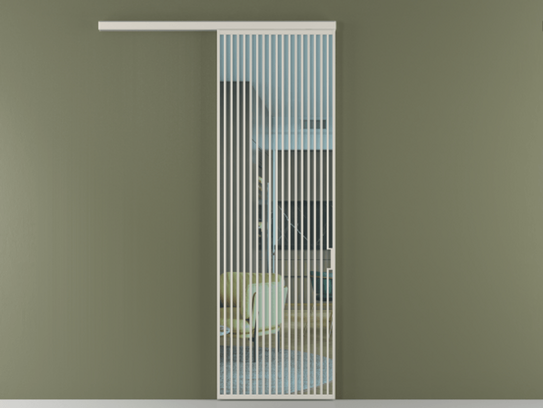 Перегородка Formato вдоль стены 1 створка АЛПР 040.06 Алюминий облачно-серый Прозрачное голубое стекло, триплекс Цена 184480 ₽  | Volhovec