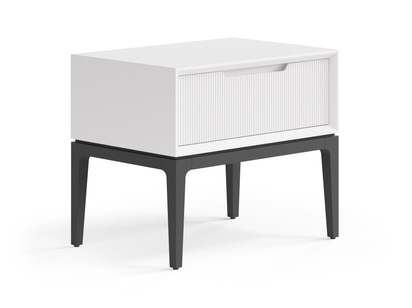 Мебель Тумба прикроватная Velvet 1 ящик. Цвет Матовый пудровый белый. Материал Гладкая эмаль. Коллекция Тумба прикроватная Velvet 1 ящик. Картинка.