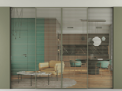 Алюминевая перегородка АЛПР 040.07_АОТ_Crystalvision_new. Цвет Алюминий оливковый тёмный. Материал Алюминий в эмали. Коллекция Перегородка Formato внутри проёма четырёхстворчатая со скрытым креплением в потолок. Фото. Алюминевая перегородка АЛПР 040.07_АОТ_Crystalvision_new. Цвет Алюминий оливковый тёмный. Материал Алюминий в эмали. Коллекция Перегородка Formato внутри проёма четырёхстворчатая со скрытым креплением в потолок. Картинка.