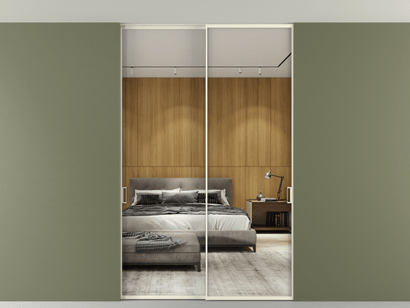 Алюминевая перегородка АЛПР 040.01_АМБ_Зеркало триплекс_new. Цвет Алюминий молочно-белый. Материал Алюминий в эмали. Коллекция Перегородка Formato внутри проёма двустворчатая со скрытым креплением в потолок. Фото. Алюминевая перегородка АЛПР 040.01_АМБ_Зеркало триплекс_new. Цвет Алюминий молочно-белый. Материал Алюминий в эмали. Коллекция Перегородка Formato внутри проёма двустворчатая со скрытым креплением в потолок. Картинка.