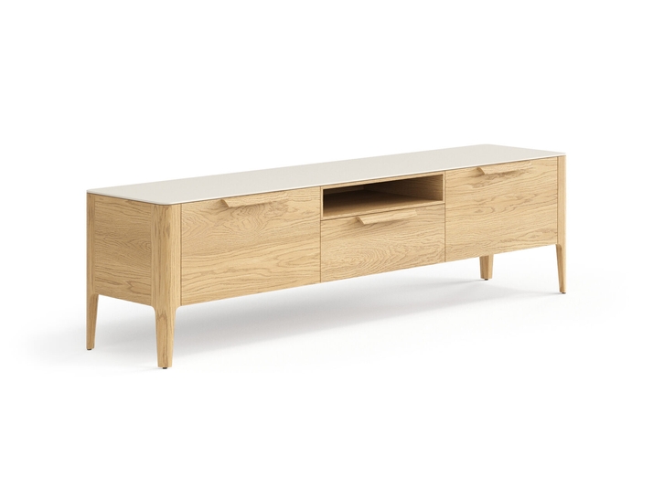 Мебель ТВ тумба Piega. Цвет Дуб соломенный матовый. Материал Массив дуба матовый. Коллекция ТВ тумба Piega. Картинка.