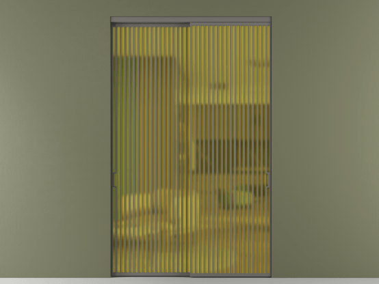 Алюминевая перегородка АЛПР 040.06_АКЛС_САТ ЖЕЛ_new. Цвет Алюминий классический серый. Материал Алюминий в эмали. Коллекция Перегородка Formato внутри проёма 2 створки. Картинка.