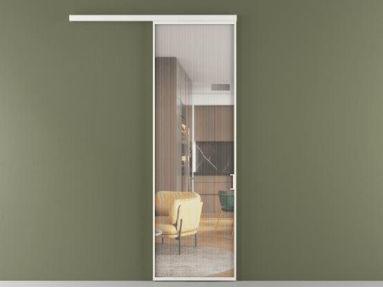 Алюминевая перегородка vd1_01_ Алюминий светло-серый Moru. Цвет Алюминий светло-серый. Материал Алюминий в эмали. Коллекция Перегородка Formato вдоль стены 1 створка. Картинка.