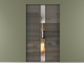 Алюминевая перегородка АЛПР 040.07 ЧРН Бронза сатин триплекс. Цвет Алюминий Черный. Материал Алюминий. Коллекция Перегородка Formato скрытый пенал 2 створки. Картинка.