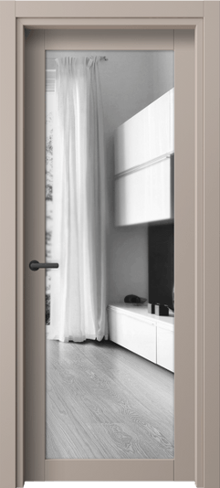 Дверь межкомнатная 2102 ПЭСК ДВ ЗЕР. Цвет ПЭТ серо-коричневый . Материал ПЭТ. Коллекция Neo. Картинка.