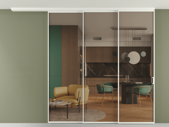 Алюминевая перегородка pv3_01_ Алюминий светло-серый Бронза прозрачное. Цвет Алюминий светло-серый. Материал Алюминий в эмали. Коллекция Перегородка Формато вдоль стены на потолок 3 створки с синхронным механизмом. Фото. Алюминевая перегородка pv3_01_ Алюминий светло-серый Бронза прозрачное. Цвет Алюминий светло-серый. Материал Алюминий в эмали. Коллекция Перегородка Формато вдоль стены на потолок 3 створки с синхронным механизмом. Картинка.