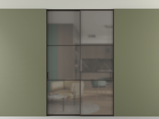 Алюминевая перегородка АЛПР 040.03_ААН_Серый сатин триплекс_new. Цвет Алюминий антрацит. Материал Алюминий в эмали. Коллекция Перегородка Формато внутри проёма скрытое крепление в потолок 2 створки. Фото. Алюминевая перегородка АЛПР 040.03_ААН_Серый сатин триплекс_new. Цвет Алюминий антрацит. Материал Алюминий в эмали. Коллекция Перегородка Формато внутри проёма скрытое крепление в потолок 2 створки. Картинка.