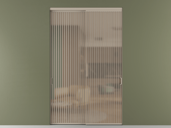 Алюминевая перегородка АЛПР 040.06_АБСК_САТ ОРАНЖ_new. Цвет Алюминий бисквитный. Материал Алюминий в эмали. Коллекция Перегородка Formato внутри проёма 2 створки. Картинка.