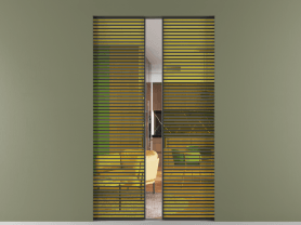 Алюминевая перегородка АЛПР 040.07 ЧРН ПРОЗ ЖЕЛ. Цвет Алюминий Черный. Материал Алюминий. Коллекция Перегородка Formato скрытый пенал 2 створки. Картинка.