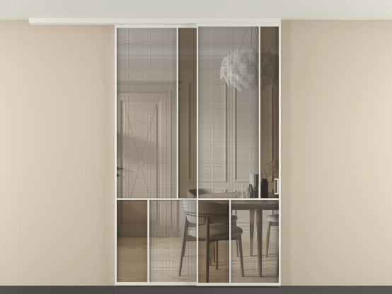 Алюминевая перегородка vdt2_1 БЕЛ. Цвет Алюминий Белый. Материал Алюминий. Коллекция Перегородка Mosaic вдоль стены на потолок 2 створки с синхронным механизмом. Фото. Алюминевая перегородка vdt2_1 БЕЛ. Цвет Алюминий Белый. Материал Алюминий. Коллекция Перегородка Mosaic вдоль стены на потолок 2 створки с синхронным механизмом. Картинка.