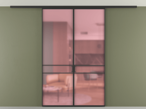 Алюминевая перегородка АЛПР 040.02_ЧРН_САТ РОЗ_new. Цвет Алюминий Черный. Материал Алюминий. Коллекция Перегородка Formato вдоль стены на потолок 2 створки. Картинка.