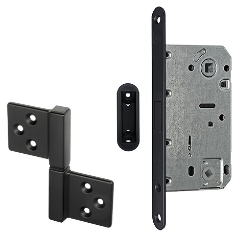 Фурнитура для дверей Комплект фурнитуры с квадратным сечением. Цвет Чёрный. Коллекция Комплект фурнитуры с квадратным сечением. Картинка.