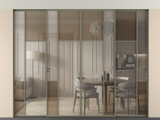 Перегородка Mosaic внутри проёма четырёхстворчатая со скрытым креплением в потолок